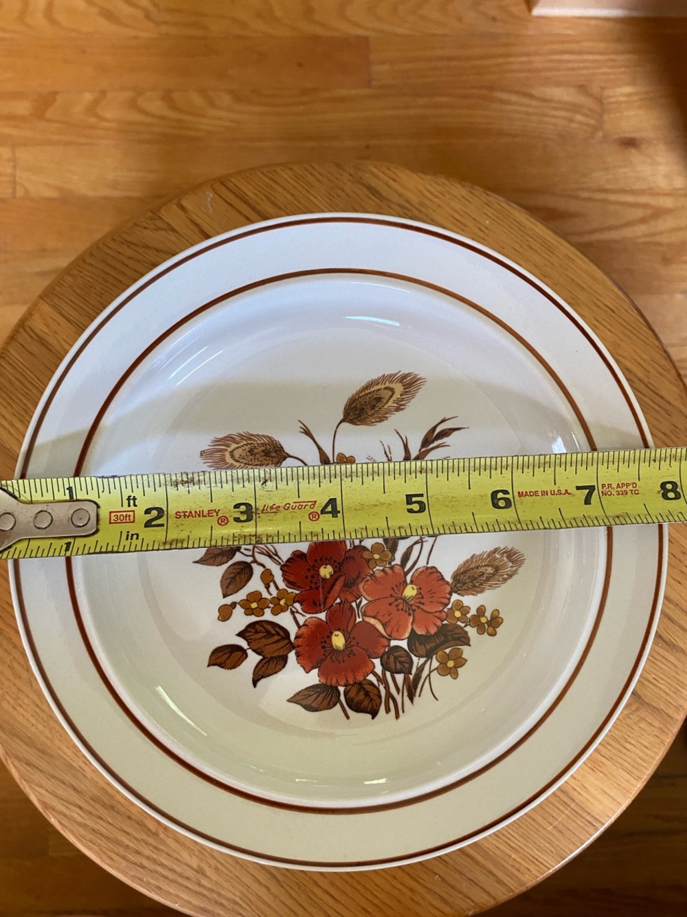 Vtg.  Stoneware Fall Autumn Floral Bread/Salad/Dessert Plates - Set of 6 LikeNew - Picture 6 of 9